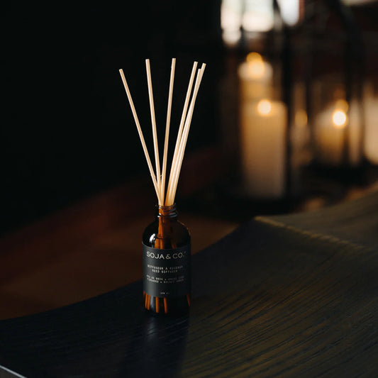 Diffuseur à roseaux FEU DE BOIS + AMBRE DORÉ